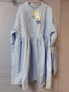 GLOBAL WORK 水色ストライプシャツ 150CM