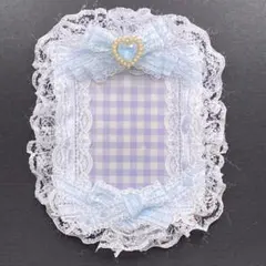 新品未使用　水色　ブルー　オーロラ　フリル　レース　硬質カードケースデコB8