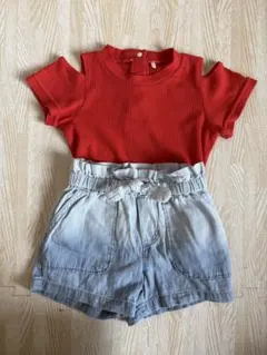 オフショルダーＴシャツとショートパンツ　2点セット　まとめ売り