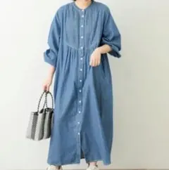 ヨークピンタックデニムシャツワンピース