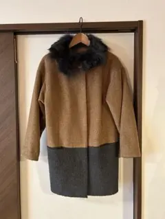 2wayフォックスファー襟 ウール混バイカラーコート　40size