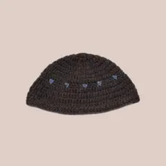 ニット帽　毛糸　ハンドメイド　ブラウン