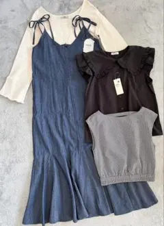 ❤️新品タグ付き❤️4点SET❤️ティアード❤️ワンピース❤️ブラウス❤️ビッグカラー❤️