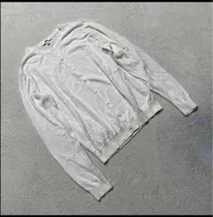 ユニクロ カーディガン ホワイト 長袖クルーネック シンプルベーシックM