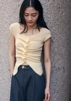 ZARA ギャザー ニットトップス