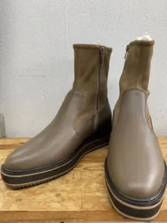 ブラウン ショートブーツ ジッパー付き