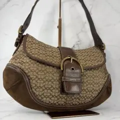 コーチ ソーホー ショルダーバッグ スエード ミニシグネチャー ワンショルダー