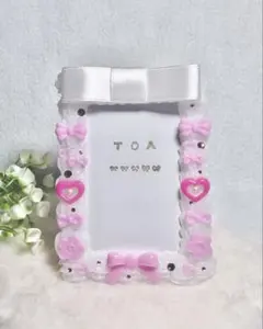 トレカケース ホイップデコ B8 ピンク 白 リボン 硬質ケース ラメ