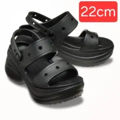 新品　クロックス 厚底サンダル ブラック 22cm　ベイサンダル