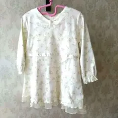 美品　コムサデモード　花柄長袖ワンピース（ホワイト）　 90センチ