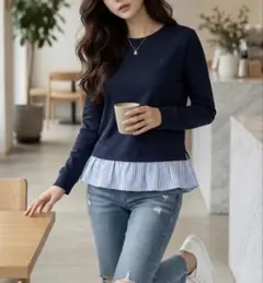 ポロ　ラルフローレン　トップス　カットソー　ストライプ　ペプラム　人気　完売