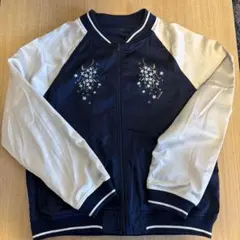 刺繍デザイン ネイビー スカジャン　ナルミヤ　Pom ponet