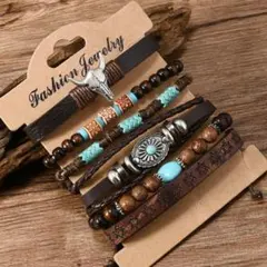 ブレスレット インディアンジュエリー 6本 アメカジ　ターコイズ　ナバホ メンズ