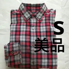 美品 BEAMS チェック長袖シャツ S Canclini社 生地
