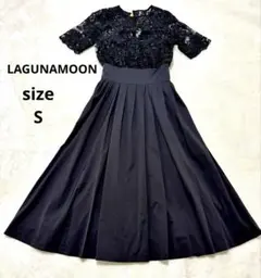 【LAGUNAMOON】オケージョンドレス　ブラック レース切り替えのサムネイル