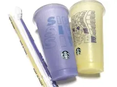 スタバ ミステリーカラーチェンジングリユーザブルコールドカップ ブルー イエロー