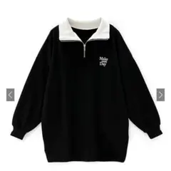GRL 2Wayロゴ刺繍配色カラーハーフジップ裏起毛スウェット [pm180]