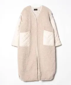 EMODA✨ノーカラー✨ボアキルティングロングコート✨大きいサイズ