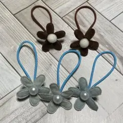 ハンドメイド フラワーヘアゴム 5個セット