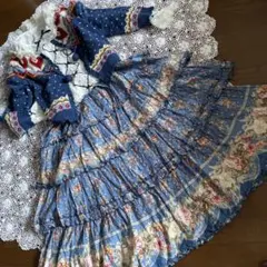 ブルー系♥️薔薇モチーフ付きハート♥️ヨーク編みカーディガン♥️ピンクハウス