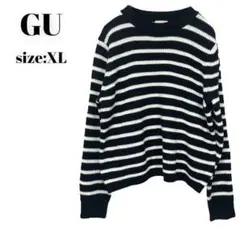 ジーユー　GU ニット　トップス　セーター　ボーダー　白　黒　おしゃれ　大きめ
