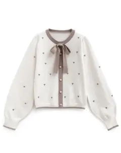 [最終値下げ‼️]ハート刺繍 ホワイト カーディガン 長袖