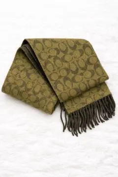 COACH コーチ マフラー シグネチャー　カーキ 毛カシミヤ　メンズレディース
