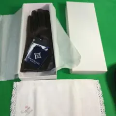 ［20cmネイビー ロング]30%off！イタリア製 本革 カシミヤ裏地 手袋のサムネイル