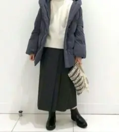 【美品】UNIQLO サイドプリーツグレー チェック柄 タイトスカート