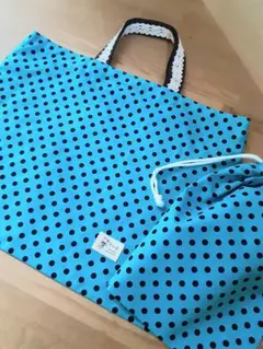 ハンドメイド　レッスンバック　給食袋　ドット柄