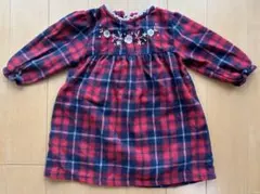 赤チェック柄ワンピース 90cm