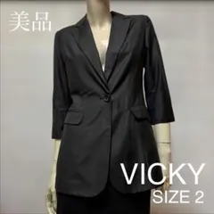 美品 VICKY テーラードジャケット 7分袖 ブラック SIZE 2のサムネイル