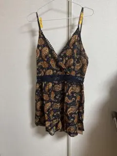 ペイズリー柄キャミソール ネイビーオレンジ