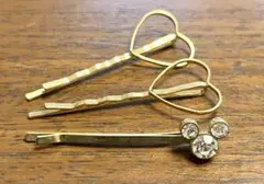 ハート型とミッキー型のヘアピン3本セット