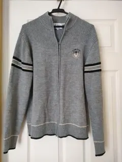 J.プレス　グレー ジッパー付きカーディガン