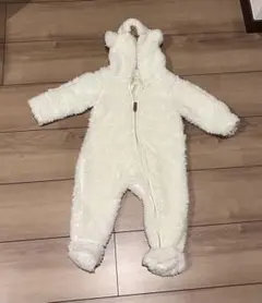 【美品】H&Mくま耳付き ボアロンパース 2-4M