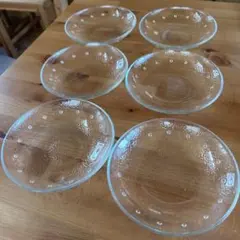 昭和レトロ 気泡ガラス　6枚セット クリアガラス 小鉢 デザート鉢 当時物
