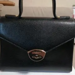 ungaroブラックレザー ハンドバッグ ゴールド金具