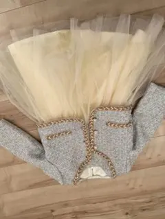 値下げしました。フォーマルドレス（グレー×クリーム）