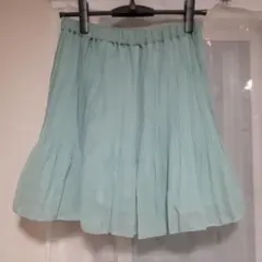 ライトグリーン プリーツスカート Lサイズ