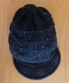 override ツバ付きニット帽 ブラック