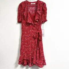 SNIDEL 花柄 ラップワンピース レッド