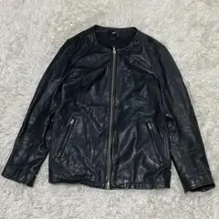 HARE ノーカラーレザージャケット　ラムレザー　ブラック