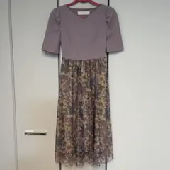 tocco closet 半袖ロングワンピース 紫色 花柄