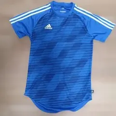 adidas 青 ストライプ Mシャツ