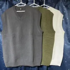【3枚セット】GU ニット Vネック ベスト 3色セット L