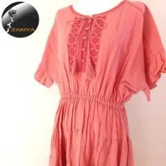 PINK HOUSE　ピンクハウス　ワンピース　ティアード　リネン　刺繍