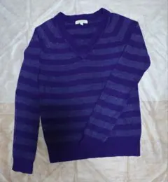 Ropé Picnic 紫グレー ボーダー Vネックセーター 38