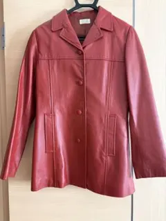 羊革　レザー ジャケット 赤