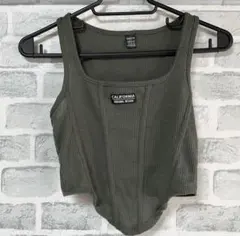 SHEIN リブタンクトップ XS オリーブグリーン